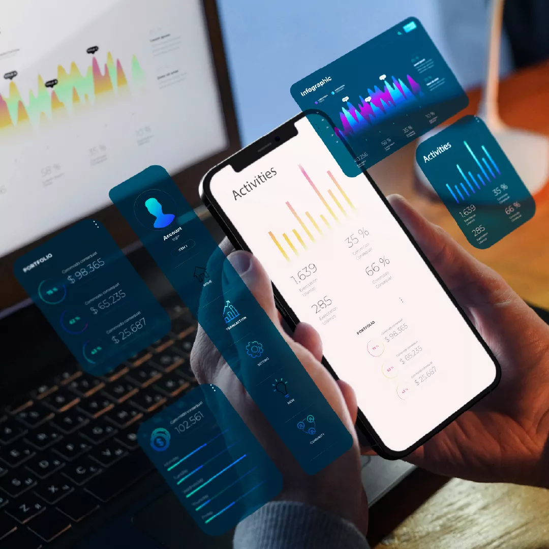 Un dashboard en un smartphone mostrando información financiera