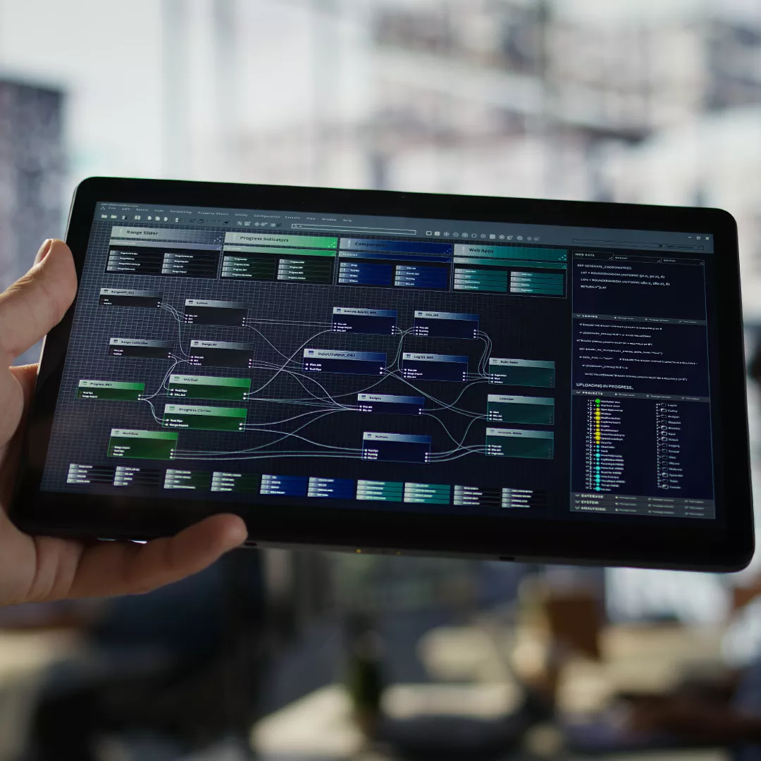 Un blueprint de automatizaciones en una tablet